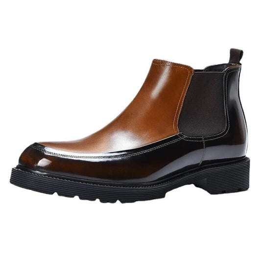 Cowhide and Patent Leather Chelsea boots